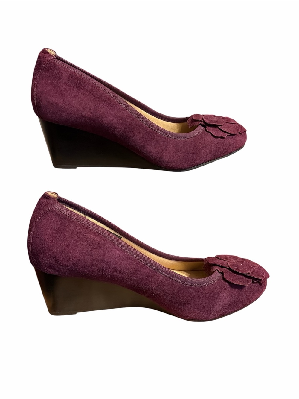 Vionic Plum Suede Wedge Heels Size 9 Wide - Picture 2 of 6